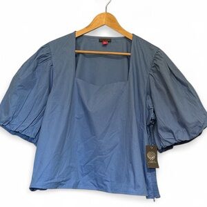 NWT VINCE CAMUTO WOMEN BLOUSE BALLOON SLEEVES BLUE SIZE XXL